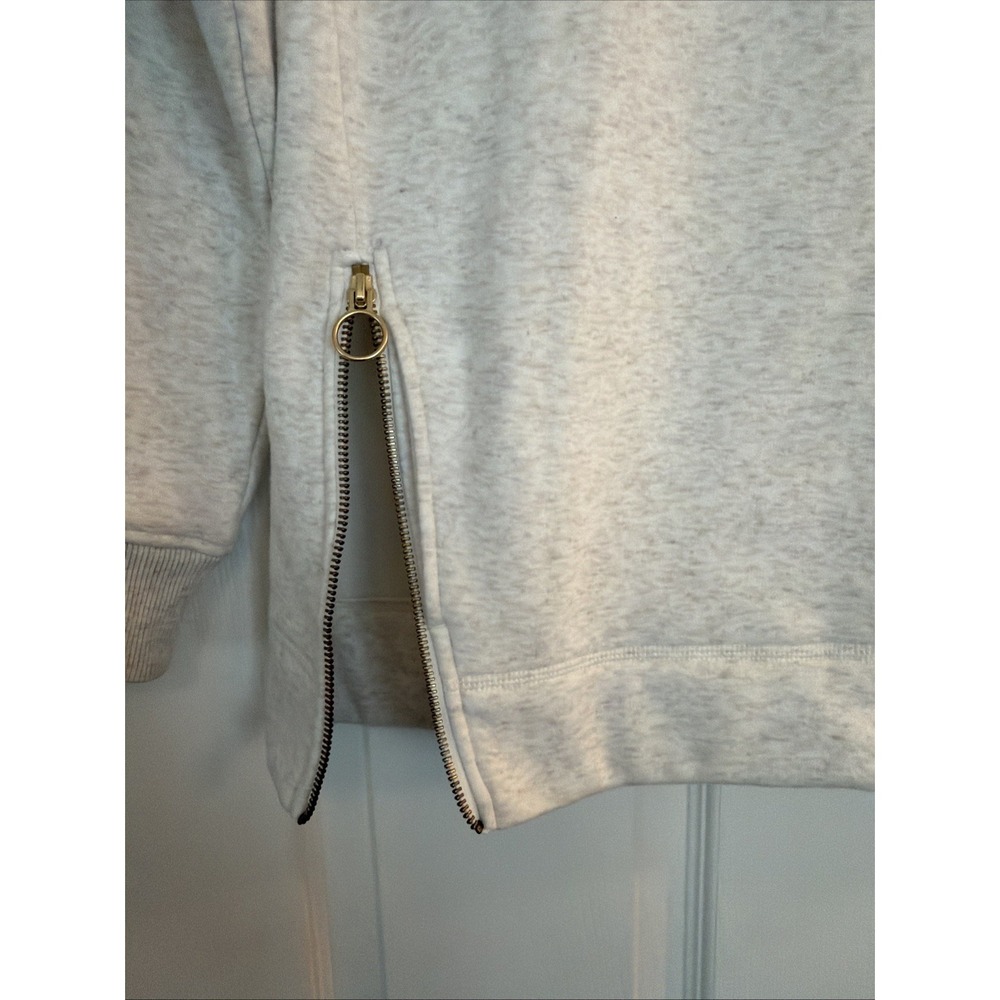 Athleta XS Cozy Karma Side Zip Funnel Neck Sweatshirt Off White Fleece Lined - Picture 2 of 9